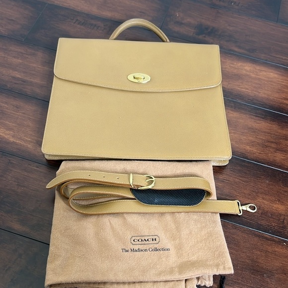 COACH CARAMEL CLASSIC MADISON DRAKE PINNACLE BRIEFCASE BAG MADE IN ITALY… - Picture 1 of 17